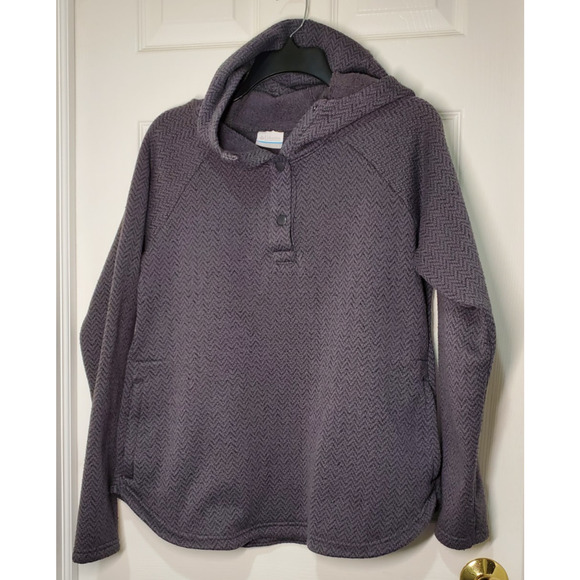 Columbia Tops - Columbia Women’s L Gray Textured Fleece Pullover 1/4 Snap Long Sleeve Cozy Warm